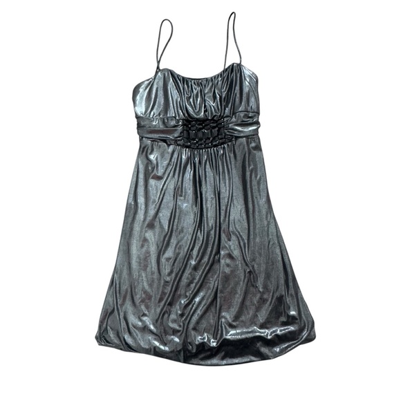 Jessica Mcclintock vintage Silver Grey bubble hem party prom Dress Size 10 - Picture 1 of 12